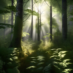 Serene Forest with Sunlight