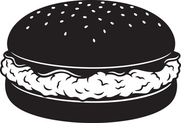 Black Burger Silhouette Symbol for Fast Food and Restaurant Design