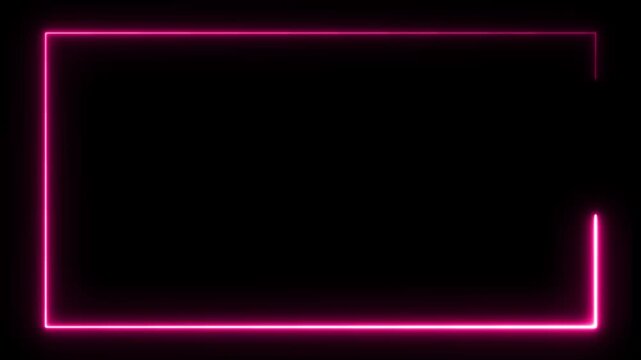 Seamless loop animation rectangle frame 4K video motion graphic. neon rectangle border frame in the shape rectangle glowing,
Glowing neon Red color picture frame rectangle animation icon.