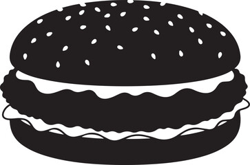 Black Burger Silhouette Symbol for Fast Food and Restaurant Design