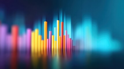 Colorful Abstract Bar Graph with Blurred Background Illustrating Data Visualization Concepts in Technology and Business Analytics Environment