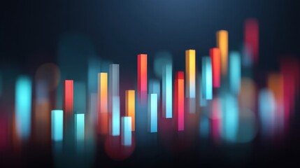 Abstract colorful bars symbolize data visualization and analysis in a modern digital landscape for financial and technological themes