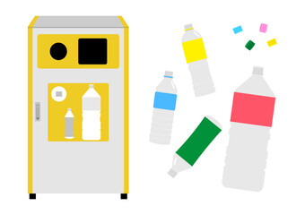 ペットボトルのごみとゴミ箱