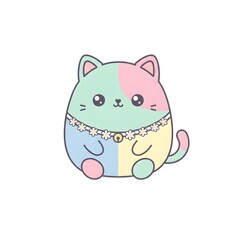 Adorable Kawaii Cat Wearing Scarf Illustration
