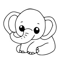 Line art of elephant cartoon. Kawaii Variant activity baby elephant cartoon design. coloring book, education presschool. vector illustration