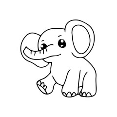 Line art of elephant cartoon. Kawaii Variant activity baby elephant cartoon design. coloring book, education presschool. vector illustration