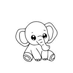 kawaii baby elephant cartoon. coloring book elephant. banner blank