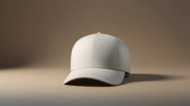 Minimalist white baseball cap isolated on neutral background for casual fashion branding and modern lifestyle product presentation. 