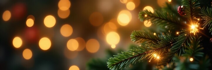 Golden glitter bokeh, blurred wreath, glowing Christmas backdrop, festive, vintage