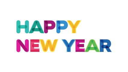Vibrant Colorful Happy New Year 3D Text - Multicolored Bold Typography Design