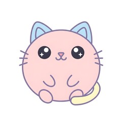 Cute Big Eyes Kawaii Cat Cartoon Illustration