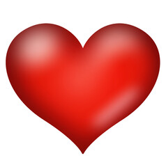光沢のある立体的な真っ赤なシンプルなハートイラスト