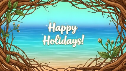 Serene Holiday Greeting with Botanical Frame