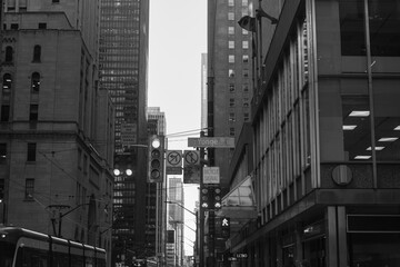 Fototapeta premium black and white representation of downtown Toronto (looking west on King St from Yonge St)
