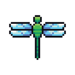 this is pixel art dragonfly with simple color and white background this item good for presentations,stickers, icons, t shirt design,game asset,logo and your project.
