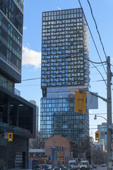 Naklejka premium (building at center) north facing elevation of TOOR Hotel - JDV by Hyatt located at 203 Jarvis St, Toronto