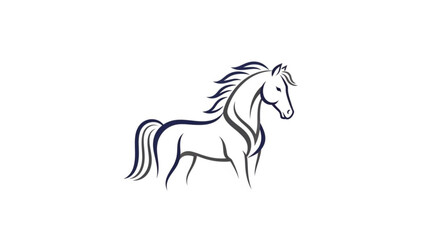 Elegant horse silhouette minimalist line art illustration for equestrian branding and logos isolated on white background
