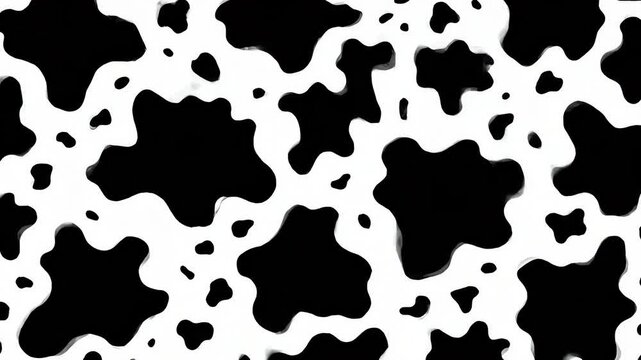 Seamlessly looping abstract motion graphic background featuring the geometric black and white spotting pattern of bovine skin VJ loop, endless, abstract