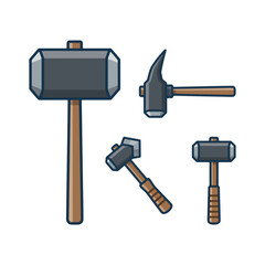 Isometric mining hammers and pickaxes vector illustration for digging.