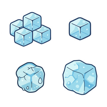 Isometric ice cubes and frozen mineral blocks vector for resource.