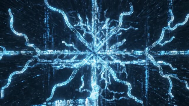 Seamlessly looping abstract motion graphic of complex interconnected blue medical data flowing through digital neural pathways representing advanced diagnostic analysis coding, design, big data