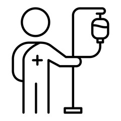 Ambulatory Patient Walking and Receiving Intravenous Therapy with a Mobile Pole line icon. Symbolizing patient mobility, post-operative recovery, and continuous medication delivery.