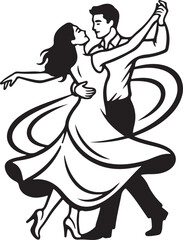 Romantic Dancing Couple Bold Line Silhouette Symbol for Love and Event Design