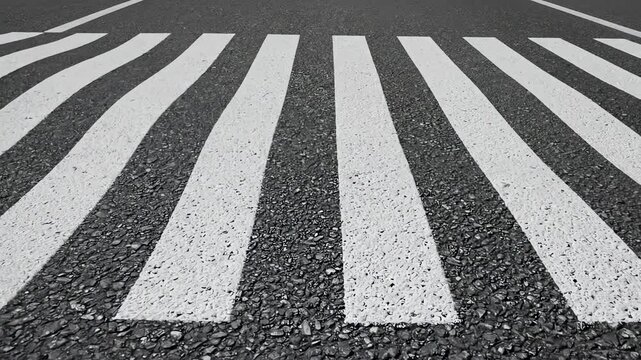 Seamlessly looping abstract motion graphic where the vibrant black and white patterns of a zebra's coat transition into the stark lines of a pedestrian crosswalk surface animal, contrast, surface