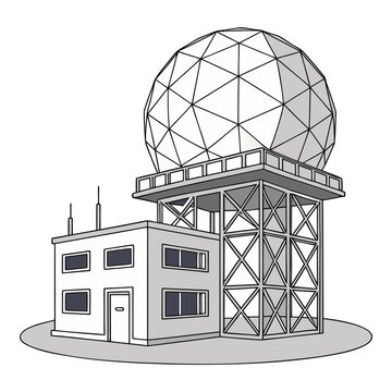 Weather Radar Station and Geodesic Dome Illustration