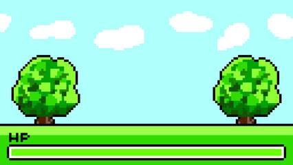 Pixel Art Game Background with HP Bar