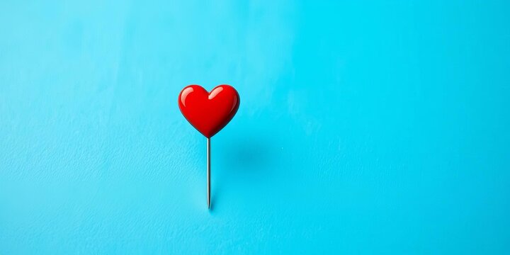 Red heart icon on a pin, social media love notification for chat boxes,  red pin,  social media - Powered by Adobe