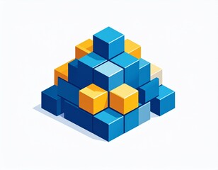 Obraz premium Abstract construction cube blocks concept illustration