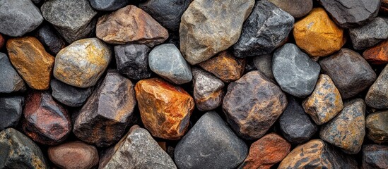Colorful river rocks texture background