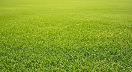 Obraz premium A vibrant green lawn with a few scattered blades of grass.