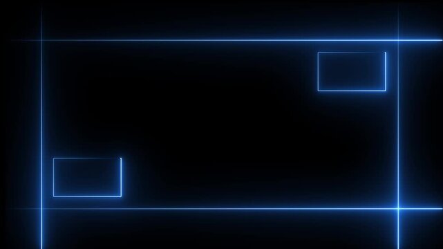 Rectangular neon effect animation. Neon flame gradually appearing in a rectangle frame. Abstract neon line picture frame background neon glowing laser lines abstract background animation, 4k animation