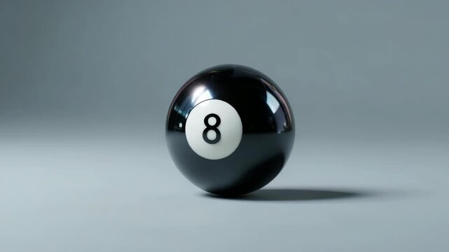 Mysterious 8 Ball Isolated on a Clean Gray Surface for Gaming