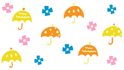 昭和レトロでかわいい傘とアジサイの背景