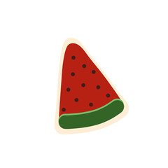 Stylized watermelon slice illustration with isolated transparent background