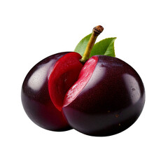 Fresh plum fruit with leaf