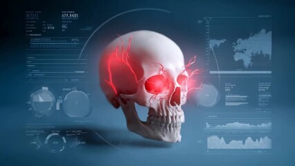 Data Scan of Skull Anatomy with Red Veins Eye Illustration - Powered by Adobe