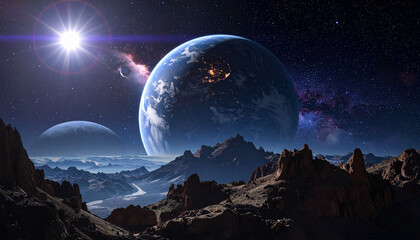 宇宙　惑星　生成AI　背景　