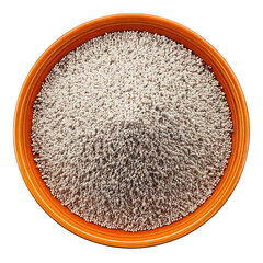 White fertilizer granules in orange bowl