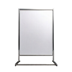 Modern metal standing whiteboard on white background