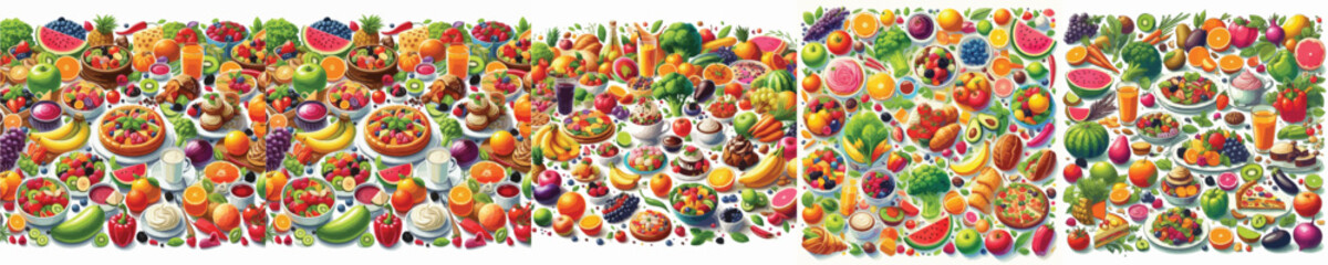 WHITE BACKGROUND FOOD COLLECTION VECTOR