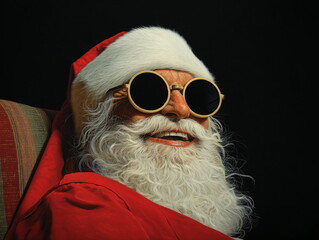 portrait of santa claus smile with sunglasses