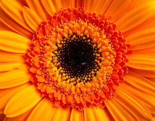 Close-up of a vibrant orange gerbera daisy, detailed view