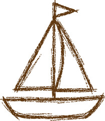 Hand sketched sailboat on water