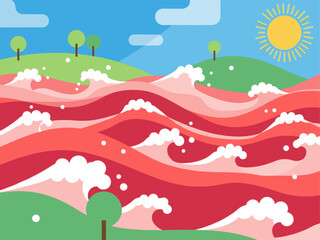 Obraz premium Wavy Heart Landscape Illustration