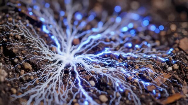 Mycelium Network Electrifies in Soil, High Speed Connection Data Stream