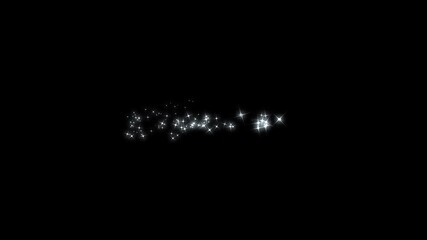 White glowing glitter particle trail, twinkling stars sparkle glowing animation cartoon doodle flat style, glitter festive christmas night starry lights effect on black screen background. 4k video - Powered by Adobe